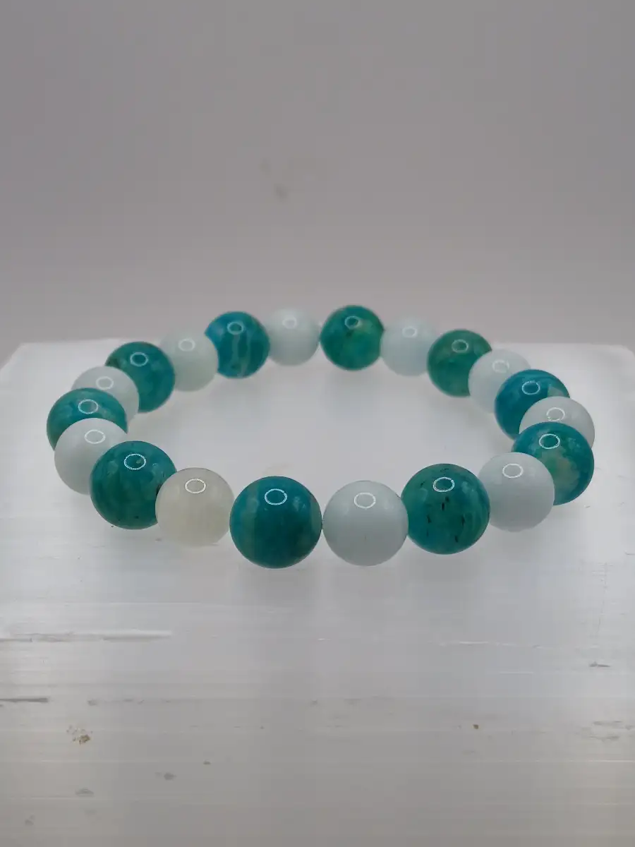 Bracelet Opalite & Apatite bleue – Clarté & expression