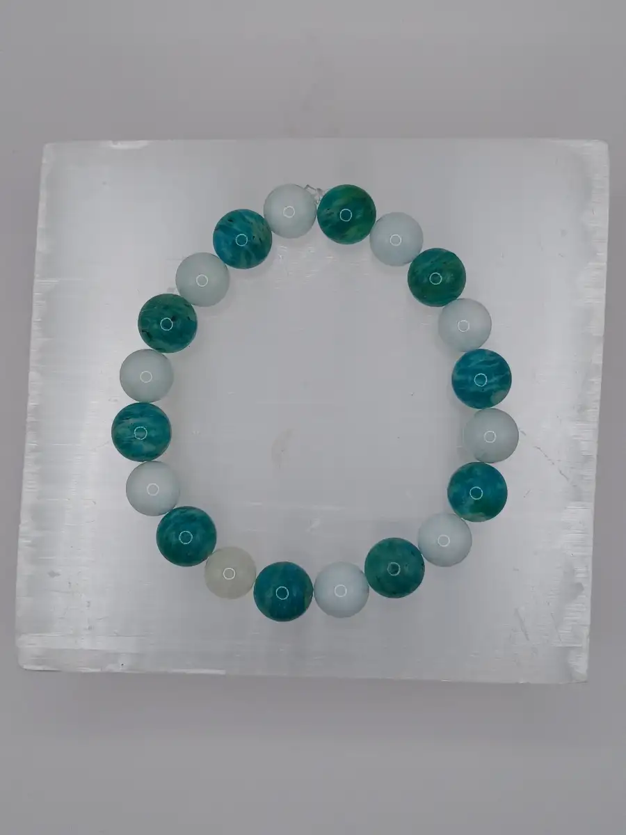 Bracelet Opalite & Apatite bleue – Clarté & expression